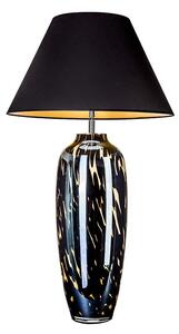 Elegancka lampa stołowa Cannes - czarna, szklana podstawa, z abażurem