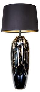 Duża lampa stołowa Granda - czarna, wąski abażur, złote detale