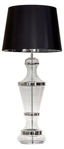 Wysoka lampa stołowa Roma Platinum - szklana z czarnym abażurem