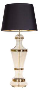 Elegancka lampa stołowa Roma Gold - szklana podstawa, czarny abażur