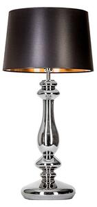 Elegancka lampa stołowa Versailles - srebrna, czarny abażur
