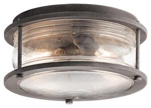 Szklana lampa sufitowa Ashlandbay - okrągły klosz w ciemnej oprawie, IP44