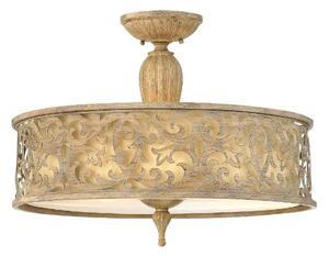 Duża lampa sufitowa Carabel - klasyczna, beżowy abażur, metalowa podstawa