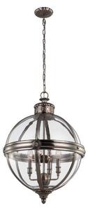 Duża lampa wisząca Adams - klasyczna, szklany klosz, srebrna oprawa
