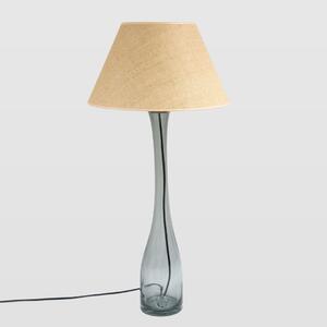 Lampa stołowa Fog - szklana, szara z abażurem