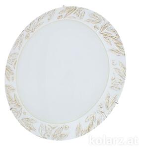 Szklana lampa sufitowa Serena - Kolarz - biała w złote listki, klasyczna