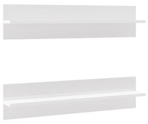 Półki ścienne, 2 szt., wysoki połysk, białe, 80 x 11,5 x 18 cm