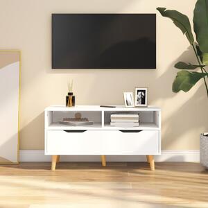 Szafka pod TV, biała, 90x40x48,5 cm, materiał drewnopochodny