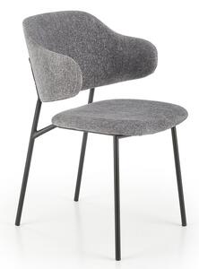 Szare tapicerowane krzesło z kubełkowym oparciem - Waxo