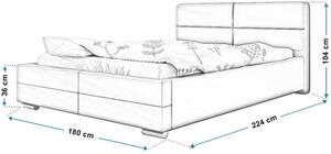 Dwuosobowe łóżko z zagłówkiem 160x200 Oliban 3X - 36 kolorów