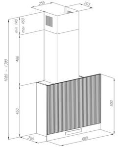 Okap VDB ILS 60 C2H ZÅoty 690m3/h 62dB klasa A