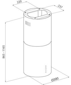 Okap GLOBALO Cylindro Isola 39.7 BiaÅy 742m3/h 61dB klasa B WyÅwietlacz elektroniczny