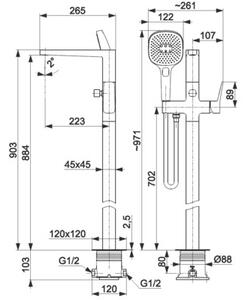 Bateria wannowa stojąca KFA ARMATURA Malaga 4525-510-00 Chrom