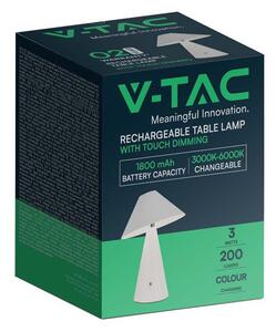 Lampka Biurkowa Nocna V-TAC 3W LED 24cm Ładowanie USB Ściemnianie Biała VT-1051 3000K-6000K 200lm