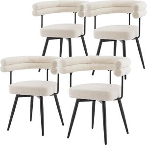 ML-Design Krzesła do jadalni obrotowe, zestaw 4 sztuki w kolorze beżowym, ergonomiczne krzesło do salonu z podłokietnikami i oparciem, obrotowe o 360°, z metalowymi nogami