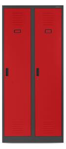 Szafa ubraniowa Kacper 80x180: antracytowo-czerwona, socjalna, bhp, pracownicza