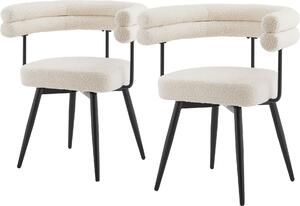 ML-Design Krzesła do jadalni obrotowe, zestaw 2 sztuki w kolorze beżowym, ergonomiczne krzesło do salonu z podłokietnikami i oparciem, obrotowe o 360°, z metalowymi nogami