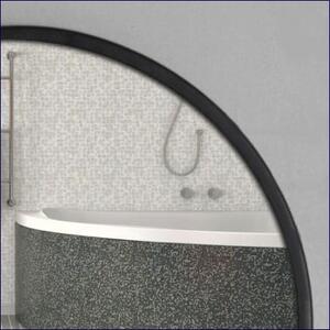 Czarne okrągłe lustro 80 cm z półką do łazienki - Odri