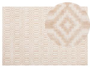 Nowoczesny dywan z wiskozy geometryczny wzór 140 x 200 cm beżowy Adatepe Beliani