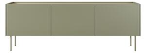 Trzydrzwiowa szafka RTV Desin z ukrytą szufladą i metalowymi nogami 170 cm - oliwka / dąb nagano