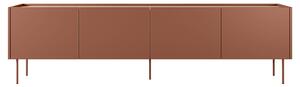 Czterodrzwiowa szafka RTV Desin z metalowymi nogami Desin 220 cm - ceramic red / dąb nagano