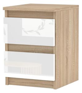 Szafka Nocna STIVMEBLE 2 Szuflady 30x30x40 cm DÄ b Sonoma BiaÅy PoÅysk
