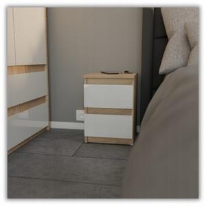 Szafka Nocna STIVMEBLE 2 Szuflady 30x30x40 cm DÄ b Sonoma BiaÅy PoÅysk