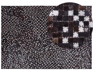 Dywan skórzany wzór patchwork 160 x 230 cm chodnik do salonu brązowy Akkese Beliani