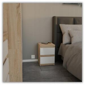Szafka Nocna STIVMEBLE 2 Szuflady 30x30x40 cm DÄ b Sonoma BiaÅy PoÅysk