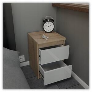 Szafka Nocna STIVMEBLE 2 Szuflady 30x30x40 cm DÄ b Sonoma BiaÅy PoÅysk