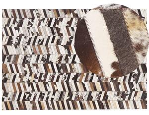 Dywan prostokątny skórzany wzór w jodełkę 160 x 230 cm brązowo-biały Akyele Beliani