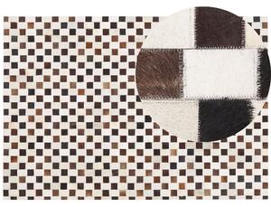 Nowoczesny dywan patchworkowy ze skóry bydlęcej 160 x 230 cm beżowo-brązowy Kayabey Beliani