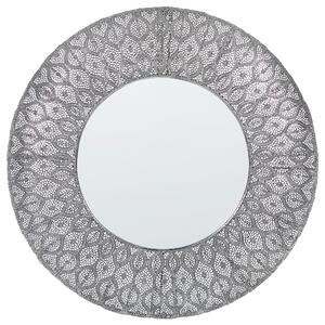 Lustro ścienne wiszące okrągłe 75 cm dekoracyjna metalowa rama srebrne Ballia Beliani