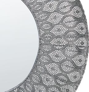 Lustro ścienne wiszące okrągłe 75 cm dekoracyjna metalowa rama srebrne Ballia Beliani