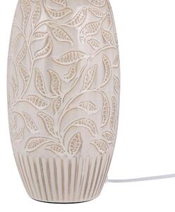 Ceramiczna lampa stołowa 57 cm beżowa okrągły abażur lampka nocna wzory Salza Beliani
