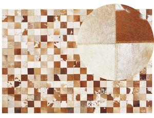 Dywan brązowo-biały patchworkowy skórzany prostokątny 160 x 230 cm Camili Beliani