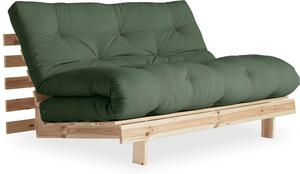 Nowoczesna kanapa z materacem futon 140 cm, oliwkowa