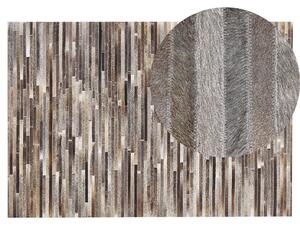 Dywan brązowo-szary skórzany patchwork z łat 140 x 200 cm Tuzluca Beliani