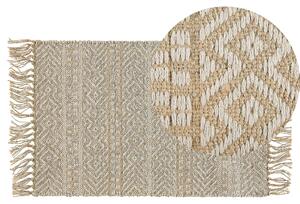 Ręcznie tkany dywan jutowy bawełniany beżowy 50 x 80 cm boho frędzle Dortyol Beliani
