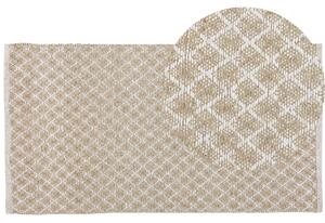 Ręcznie tkany dywan chodnik jutowy wełniany beżowy 80 x 150 cm styl boho Akbez Beliani