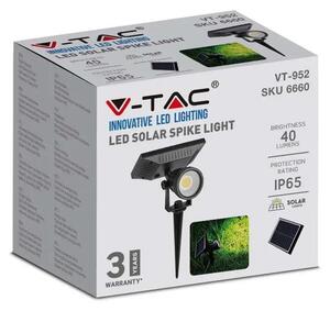 Oprawa Ogrodowa LED V-TAC Solarna Wbijana 2W IP65 VT-952 6400K 40lm 3 Lata Gwarancji