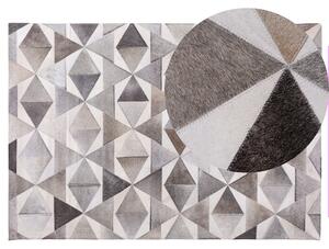 Prostokątny dywan skórzany 140 x 200 cm abstrakcyjny wzór do salonu szary Alaka Beliani