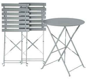 Metalowy zestaw mebli balkonowych szary 2 krzesła stolik ogród taras Fiori Beliani