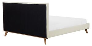 Welurowe łóżko dwuosobowe ze stelażem 160 x 200 cm beżowe retro Talence Beliani