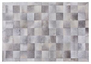 Dywan prostokątny skórzany 140 x 200 cm geometryczny wzór jasnoszary Alacam Beliani