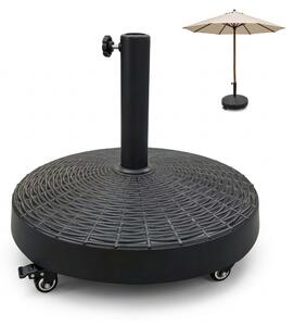 Stojak na parasol Relaxdays, waga 23 kg, przeznaczony do parasoli o rednicy supka 38-48 mm, wyposaony w kóka z hamulcem, podstawa z polirezyny, kolor czarny