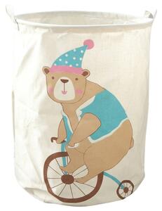 Kosz na zabawki i pranie z nadrukiem CIRCUS BEAR 35x45 cm, kremowy