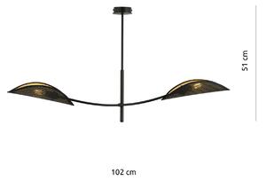Lotus 2 Black/Gold 1106/2 Lampa Sufitowa Żyrandol Oryginalny Design Abażury