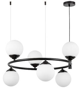 LAMPA WISZĄCA SUFITOWA ŻYRANDOL NOWOCZESNA CZARNA BIAŁE KULE FINO 6 LED