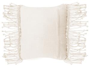 Dekoracyjna poduszka z frędzlami plecionka 45 x 40 cm bawełna beżowa Yortan Beliani